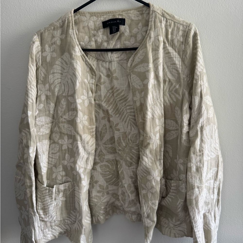 Ann Taylor Floral Beige Jacket